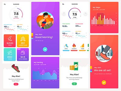 Running App UI clean ui colorful creative fitness app illustration running running app ui ux white