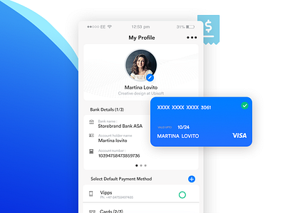 Profile business clean ui creative credit card design enterprise payment app profile ui ux white