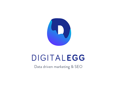 Digital Egg logo v3 blue d letter egg fancy logo design