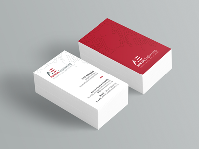 Auware Engineering logo and business card business card clean engineering logo red