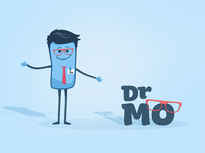 Dr Mo blue cute expert fancy funny mascot