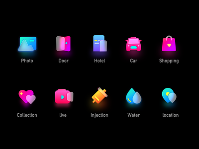 New texture icon of colorful gradient glass app icon ui 图标