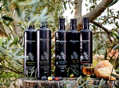 Monterosa - Premium Olive Oil bottle branding graphic design label design logo logotype olive oil packaging premium visual identity