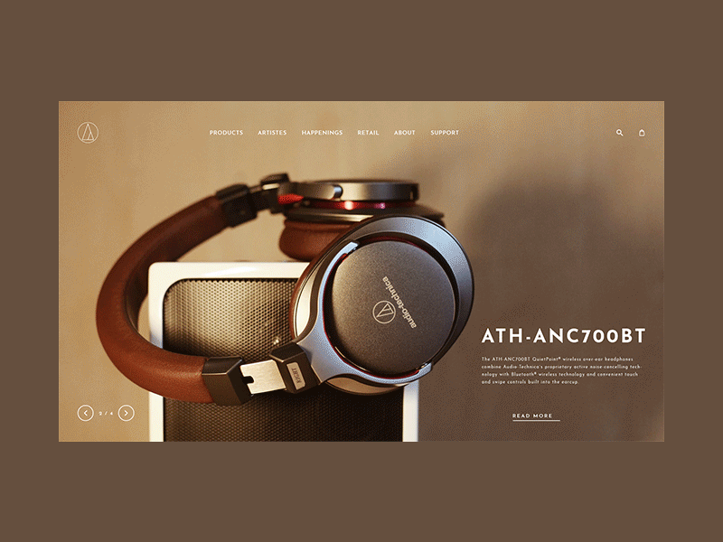 AUDIO-TECHNICA Headphone Website Header animation audio audio technica clean gif header headphone minimal motion slider trend website