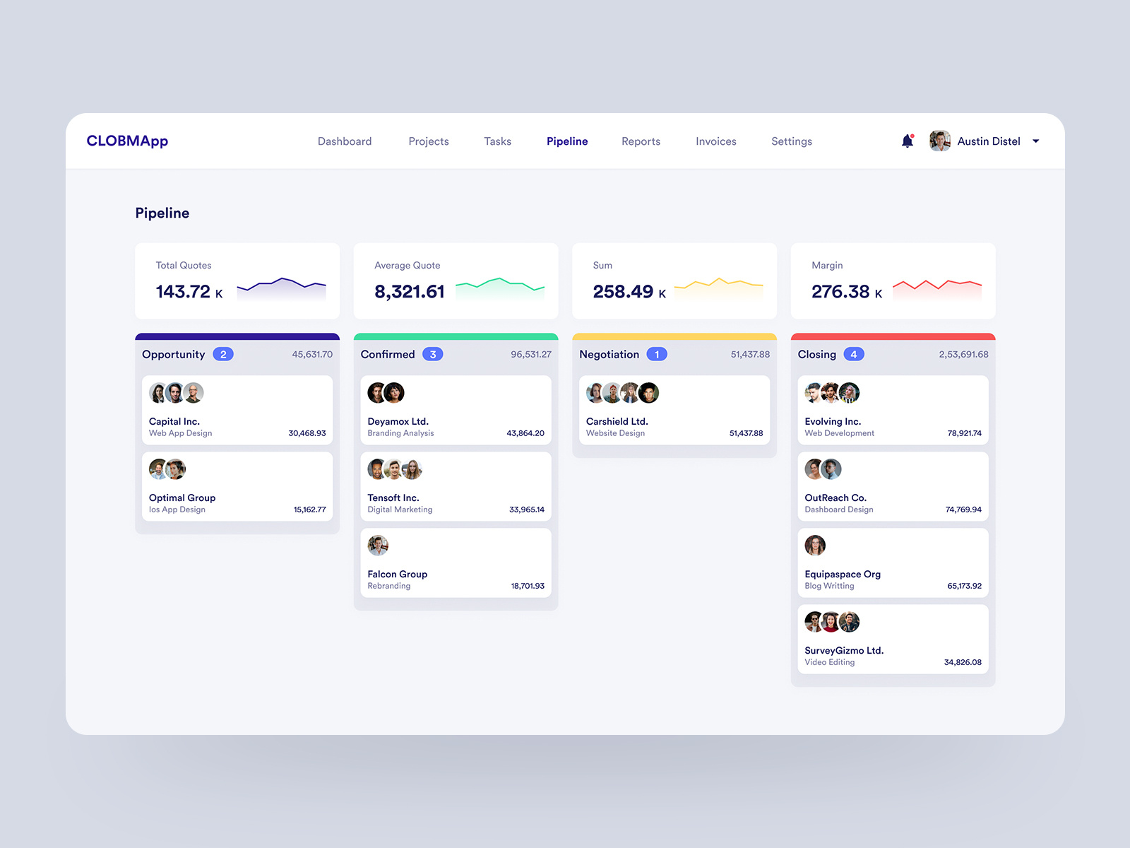 Coud Based Business Management App Design Pipeline Screen by Abir
