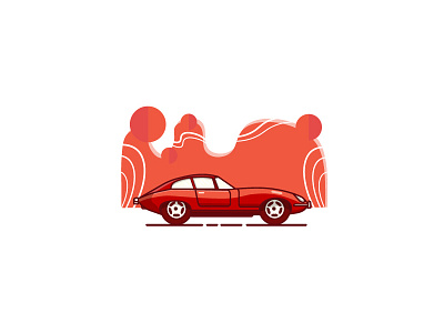 Jaguar car dribbble illustration jaguar line red