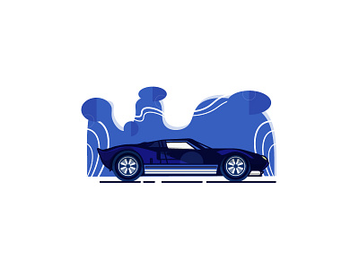 Ford Gt40 blue car ford illustration line