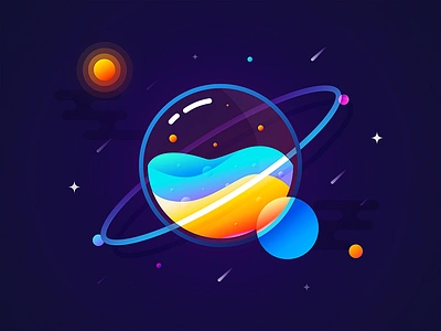 Coloured planet change circular colour drop gradual illustrations meteor space universe water