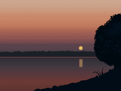 Sunset illustration landscape pixel art