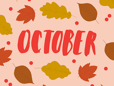 October autumn hand lettering illustration lettering october
