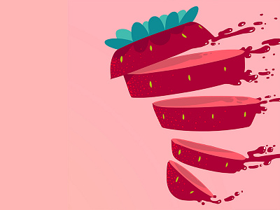 Fruit Cut art bio cooked cut digital food fruit illustration juice pink strawberry