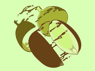 Fruit Cut art bio cut digital drawing fruit glans green illustration juice seed