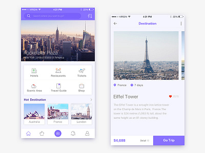 Travel App design，trip，icon，view travel ，app