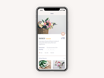 Flower Shopping ecommerce，iphone x，roses，flowers，shopping