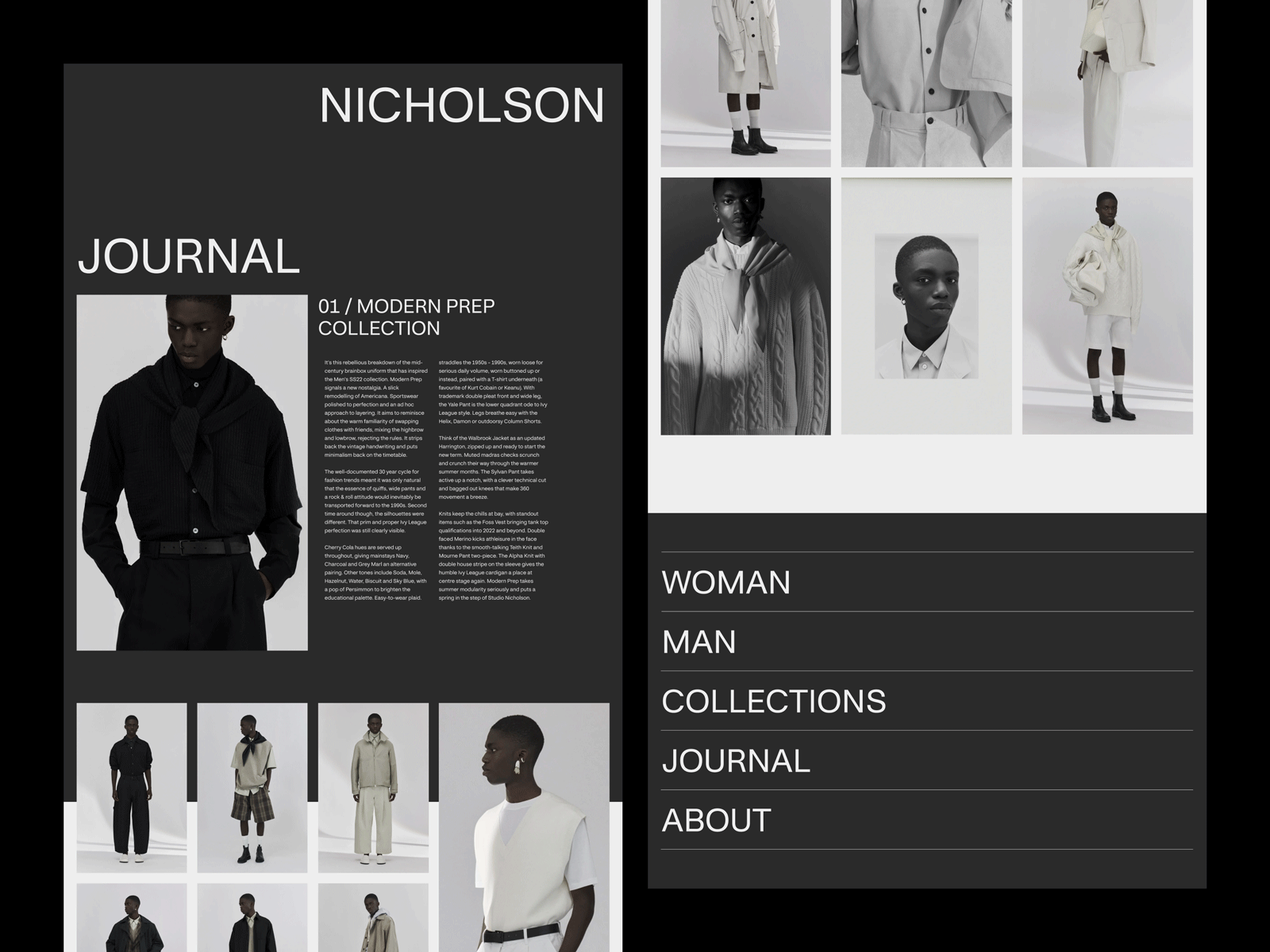 NICHOLSON | #1 branding bw clean design ecommerce editorial fashion lookbook minimal ui webshop
