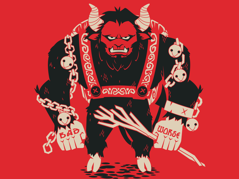 Krampus character christmas limited colour krampus illustration vector