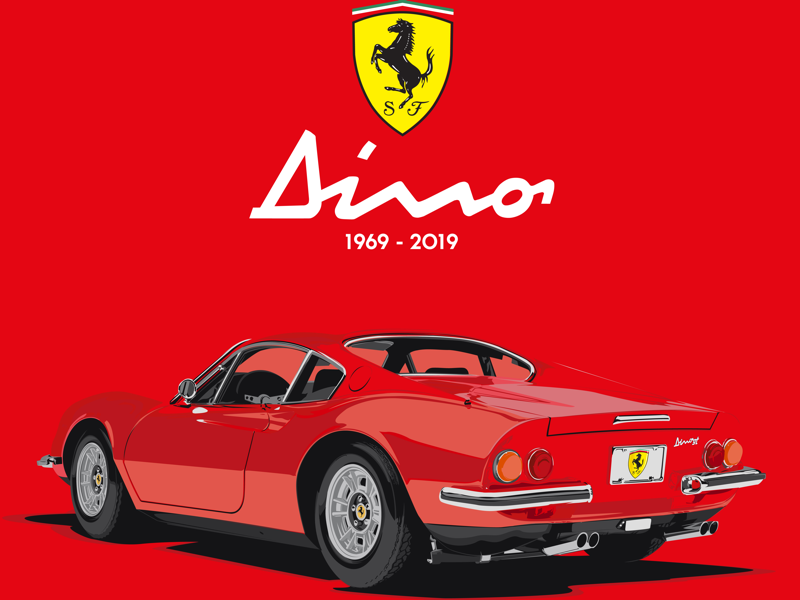 50th anniversary automobile car illustration vector anniversary 50th dino ferrari