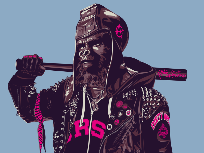 King of the swingers damn dirty ape. baseball bat anarchy studs general ursa warrior punk planet of the apes