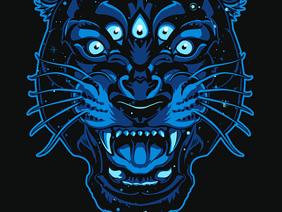 Space panther illustration panther stars tattoo vector practice