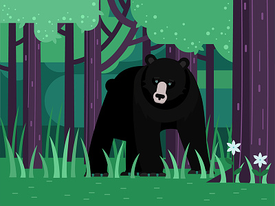 Bear animals bear cartoon design flat forest illustration nature trees vector wild