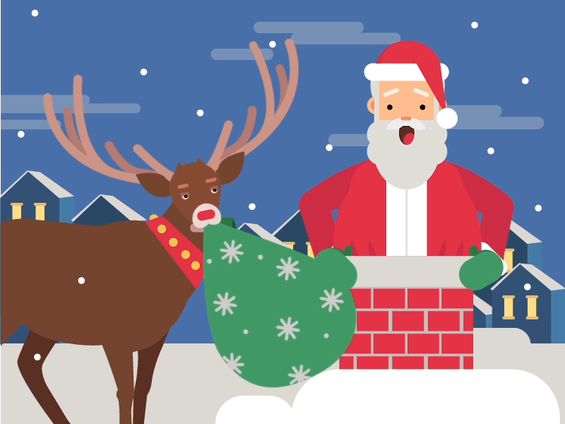 Santa and his friend Rudolph christmas deer design gif happy illlustration new presents rudoplph santa vector year