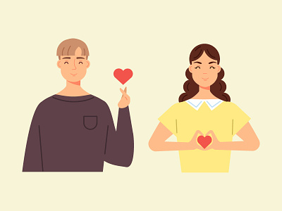 Romantic character design gesture girl heart illustration love man people teenage vector woman