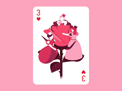 Three hearts card card character design flower heart illustration illustrator people roze simple vector