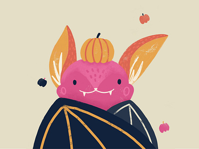 Autumn Bat Illustration autumn bat bat illustration cute funny graphic design illustration kidsillustration raster