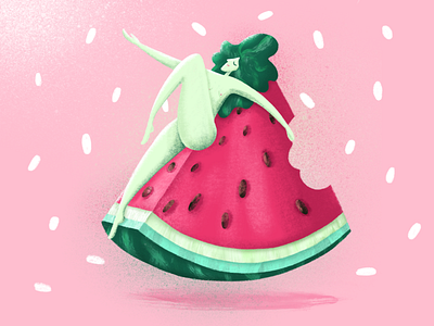 Watermelon girl artist funny girl graphic design illustration ipad kidsillustration procreate watermelon watermelon illustration woman