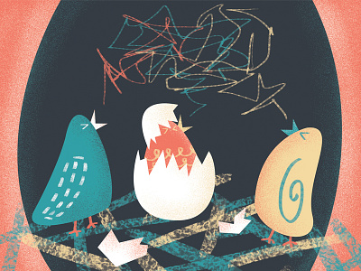 Baby birds (a children's book illustration) baby bird book forest illustration vector