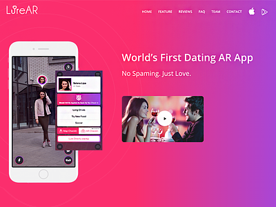 AR Based Dating App app ardating datingapp datinglandingpage design landingpage minimal brand minimal design ui
