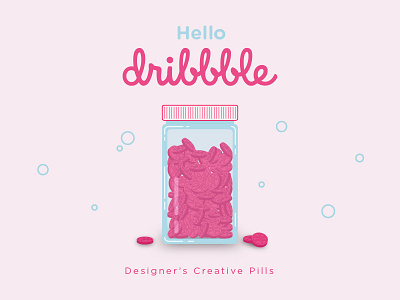 Hello Dribbble debutshot design digital art firstshot graphic design hello dribbble illustration pill vector
