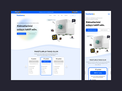 hostarex.com | Hosting provider & Server | UI design azerbaijan bcp blue branding creative design details hostarex hosting kerim letif provider server ui ux x logo