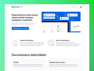 documood.az | UX/UI design | online contract signing azerbaijan clean creative design document documood file green kerim letif modern online send sign signature transfer ui ux web