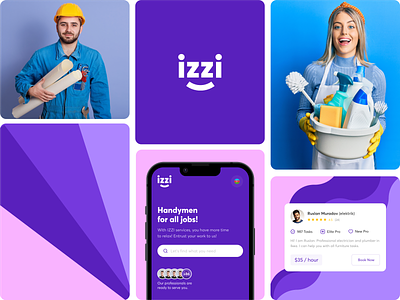 izzidone.com | Handymen for all jobs! app azerbaijan creative design illustration kerim letif logo mobile purple services ui ui design ux design