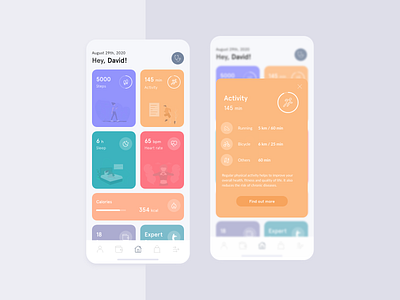 Fitness Tracker App Concept activity adobexd app clean design dashboad design fitness app mobile mobile app tiles tracker ui ux