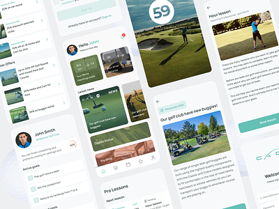 Cadi 59 Mobile app for golfers clean design design figma golf members mobile mobileapp tiles ui ux