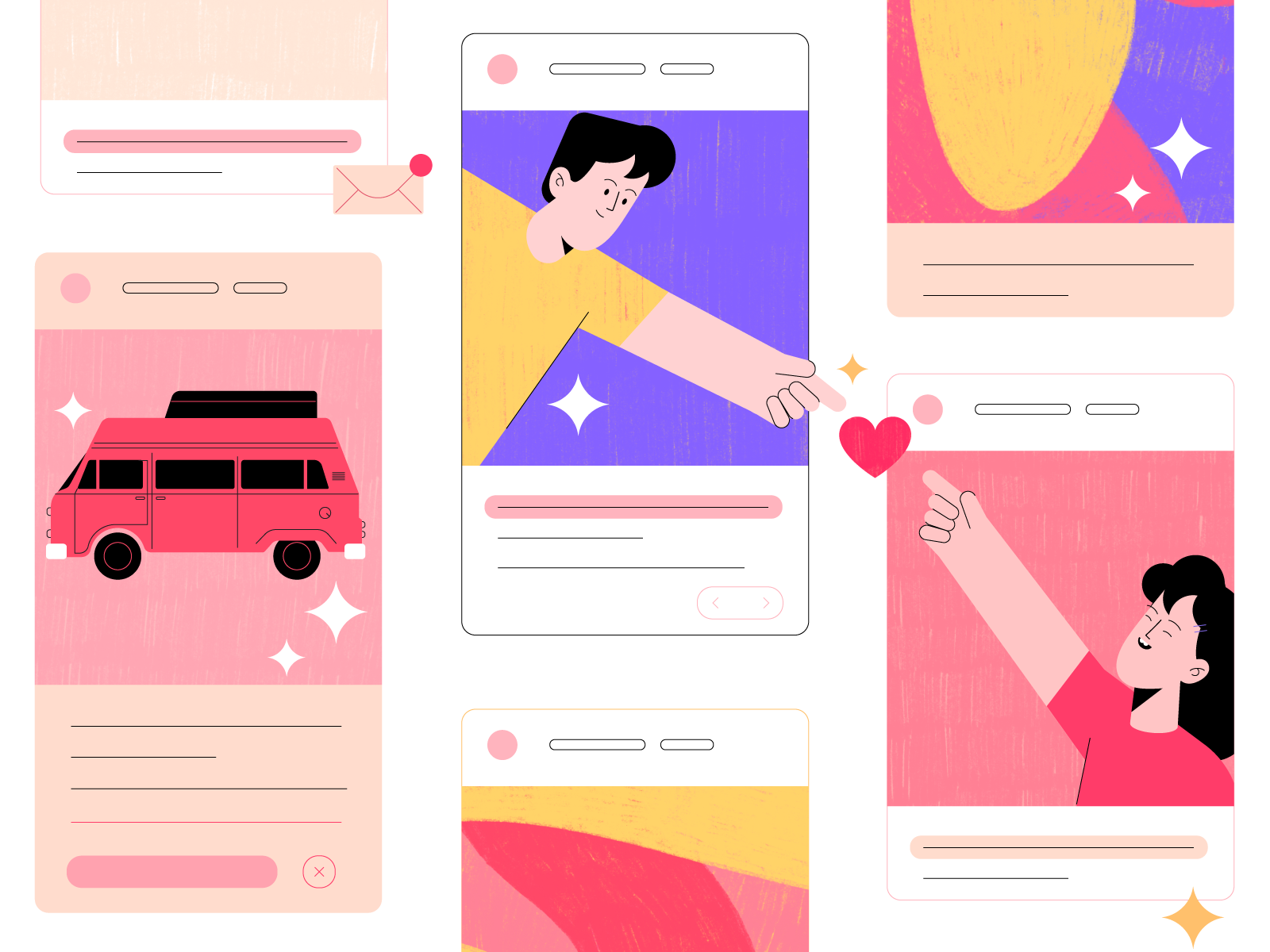 Insta couple💕 boy car character design flat girl graphic illustration instagram mytsak people vector