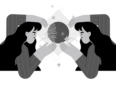 Witches 🔮✨ black and white branding character design flat girl graphic illustration magic people vector witch