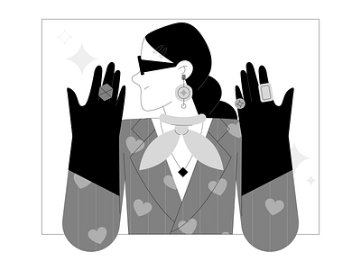 Drama Queen 👑 black and white branding character design fashion flat girl graphic illustration people vector