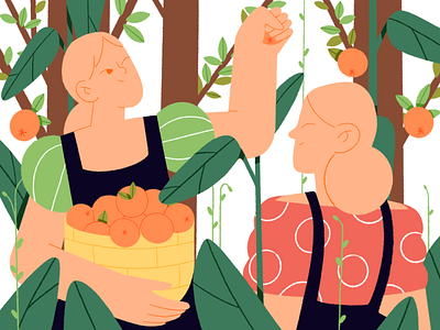 Bon appétit!🍊 character design dribbble dribbbleweeklywarmup explainer explainer video flat food girl illustration motion orange people procreate tree vector