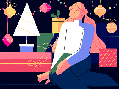 Christmas mood 🎁🎄 animation character design explainer video flat gifts girl holidays illustration motion new year people tree xmas