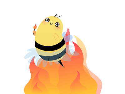 Burn in Hell bee character design flat funny graphic illustration incects mytsak