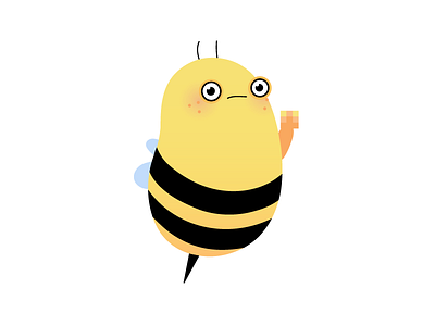 Think about it bee character design flat funny graphic illustration incects mytsak