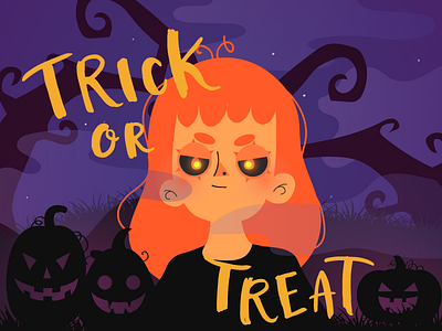 Trick or Treat character design flat girl graphic halloween illustration mytsak witch