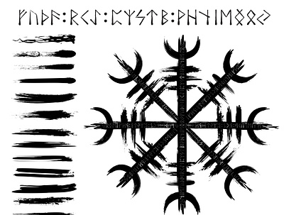 Grunge viking symbol ancient black brushed circle culture futhark germanic grunge magic mythology norse rune runic scandinavian sign symbol talisman tattoo valhalla viking