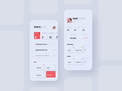 Neumorphism UI-list app app clean design ui