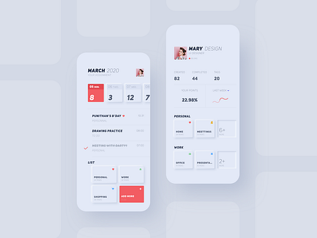 Neumorphism UI-list app by RandyZ on Dribbble