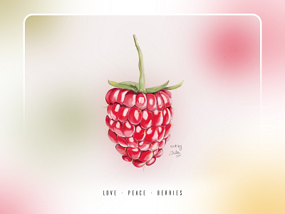 Raspberry berries digital painting graphic design illustration love peace photoshop pink berry raspberry wacom digital art wacom intuospro