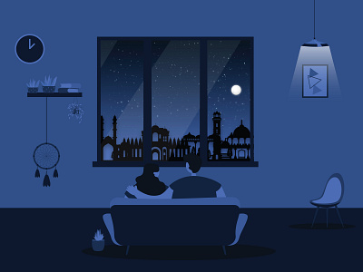 Night Skyline city city skyline design illustration illustrator moon night night view skyline window view